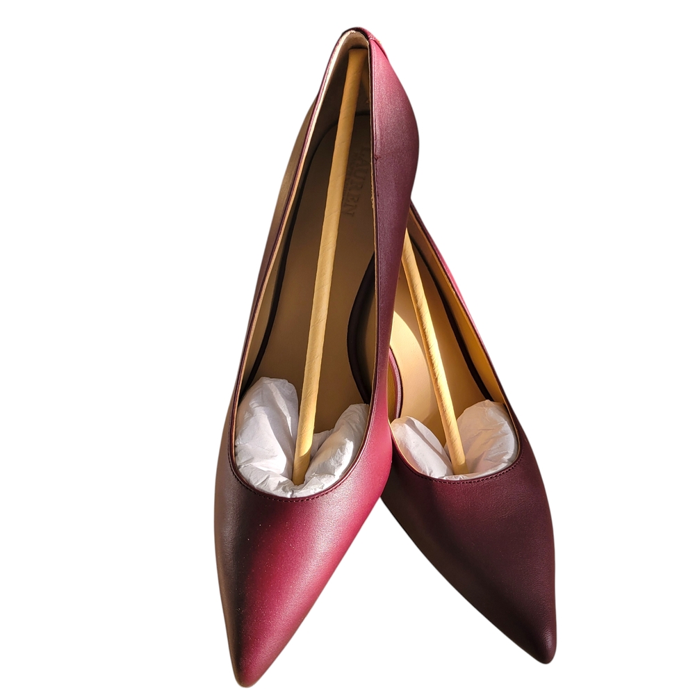 Lauren Ralph Lauren Red Satin Heels Pointed-Toe Elegance